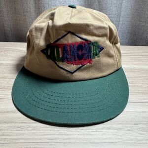 VTG Oklahoma Hip Hop Cap Mens Tan Green Embroidered Logo Adjustable Snapback Hat